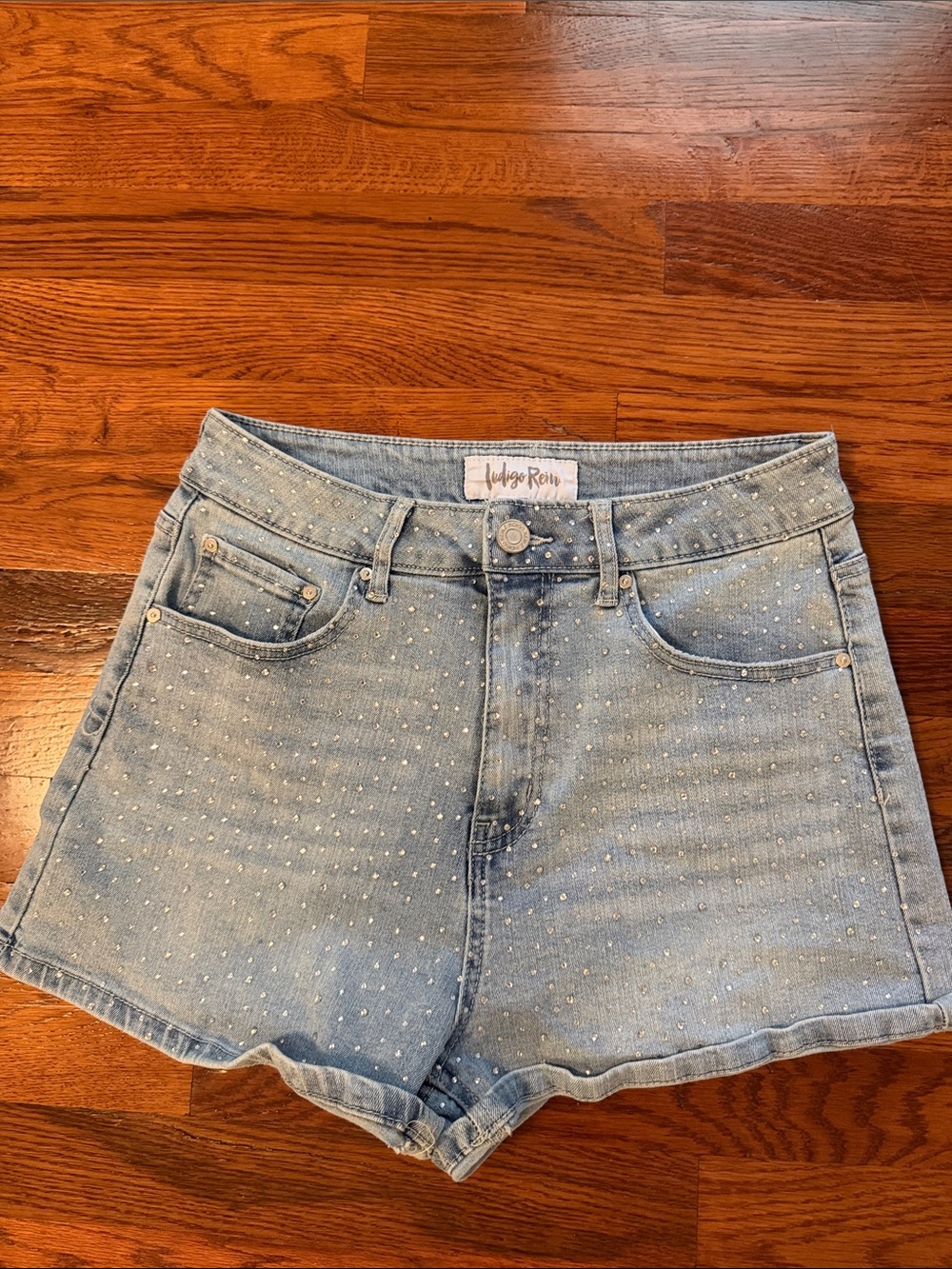 Indigo Rein Light Wash Denim Shorts with Tiny Stud Detail size 9